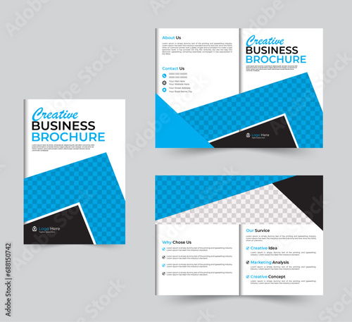 Business bi fold brochure design template. Corporate bi fold business brochure design template in A4 size