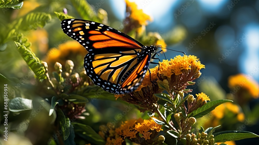 A close-up of what appears to be a monarch butterfly. A close-up of what appears to be a monarch butterfly.