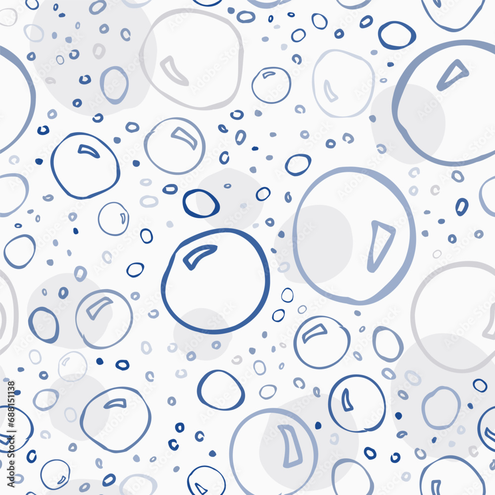 Cute hand drawn bubbles silhouette pattern in soft pastel blue. Vector seamless pattern design for textile, fashion, paper, packaging, wrapping and branding Cute hand drawn bubbles silhouette pattern in soft pastel blue. Vector seamless pattern design for textile, fashion, paper, packaging, wrapping and branding