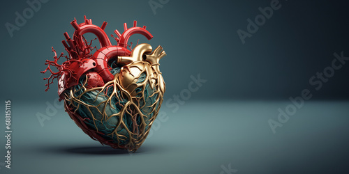 Human heart made of metal tubes and other elements