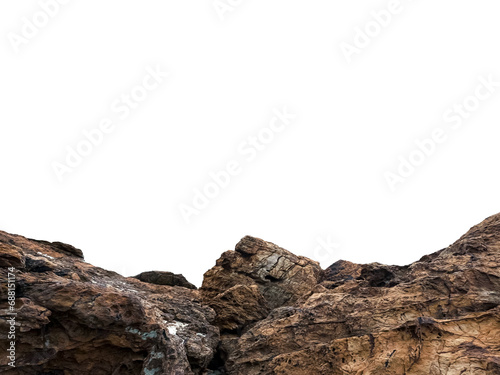 Brown textured rocky land isolated on white background