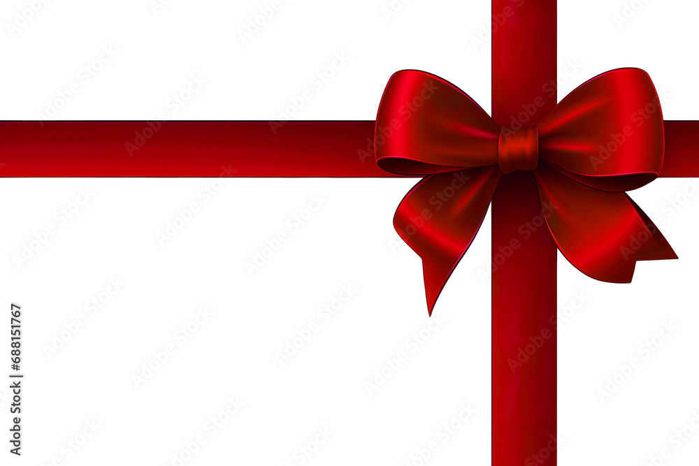 Red bow with ribbon isolated on white or transparent background generative ai Red bow with ribbon isolated on white or transparent background generative ai