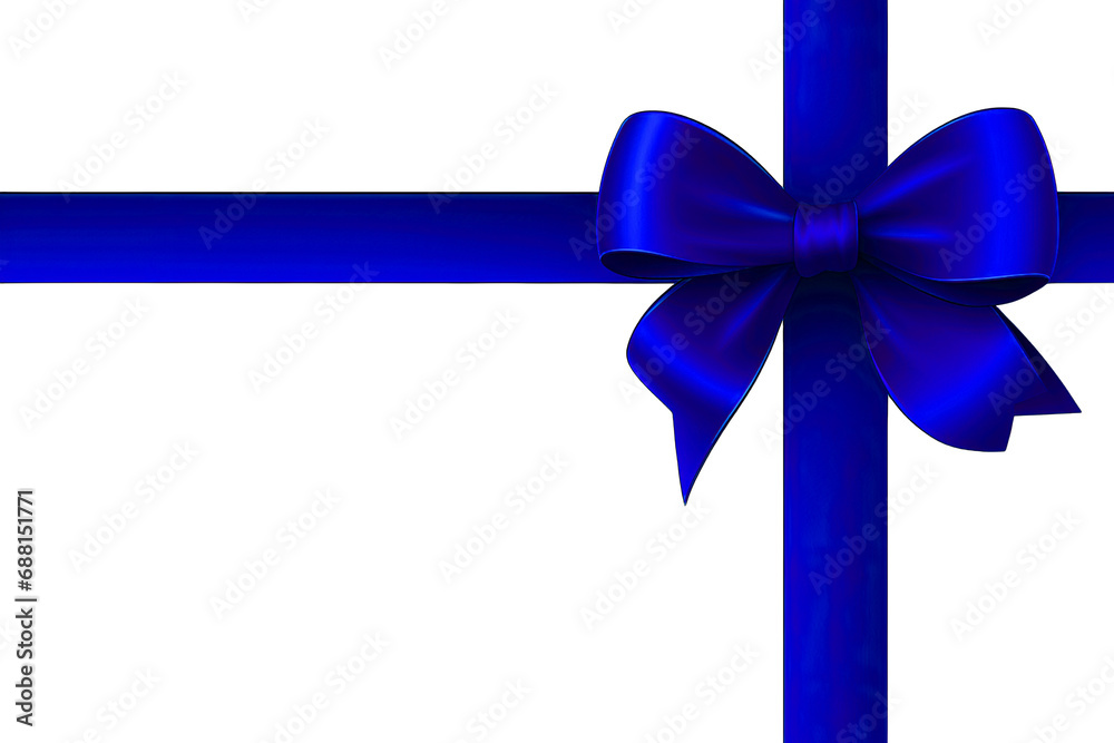 Blue bow with ribbon isolated on white or transparent background generative ai Blue bow with ribbon isolated on white or transparent background generative ai
