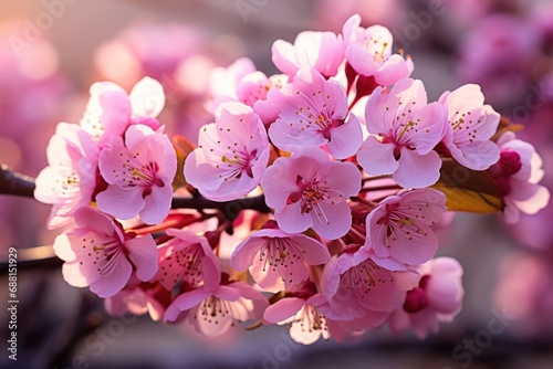 cherry blossoms on the trees in springtime,