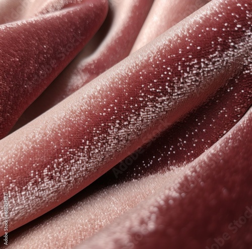 close up of a red velvet fabric,