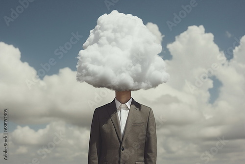 man with cloud instead of head