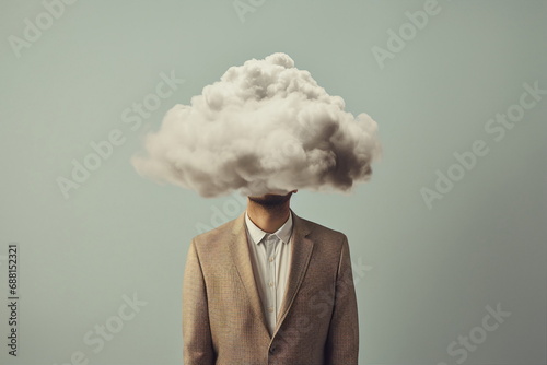 man with cloud instead of head photo