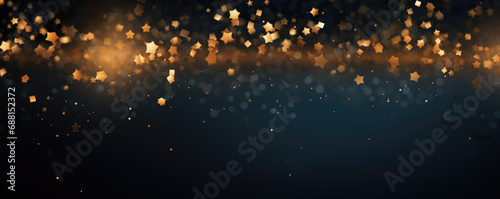 Beautiful abstract wide picture with amazing lights on black background. Free space for your text, banner. photo