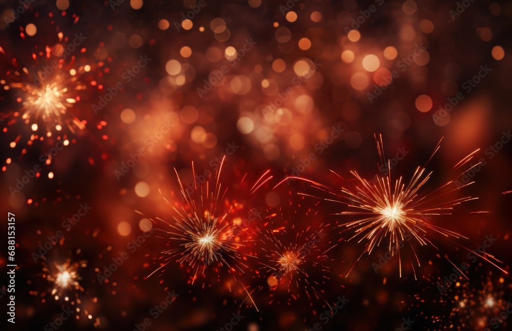 Fototapeta premium different fireworks and sparklers are shown over a red background,