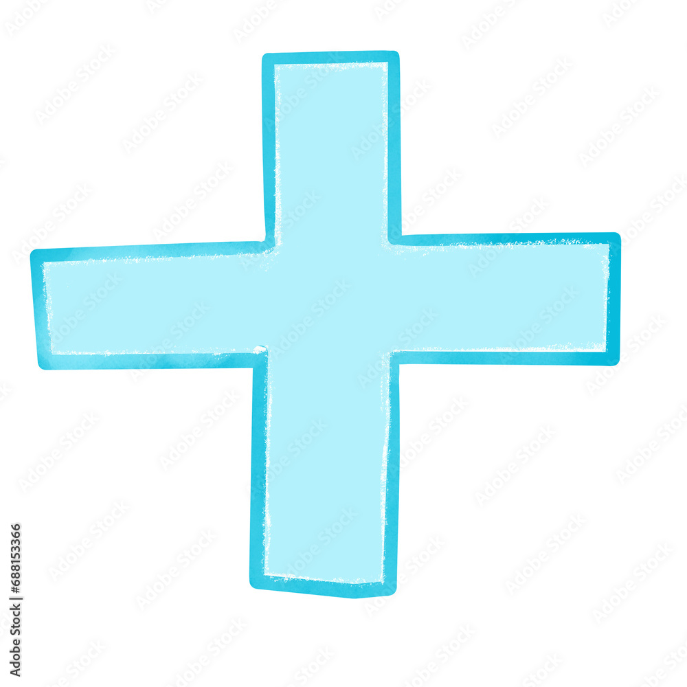 Fototapeta premium blue cross symbol, blue sign