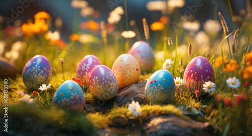 easter egg art on the grass,