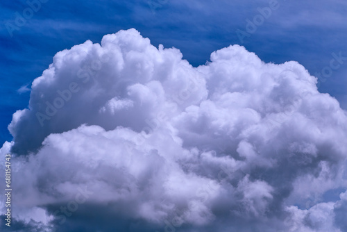 Cumulus clouds in the blue sky, among the clouds, meteorological service, weather forecasting