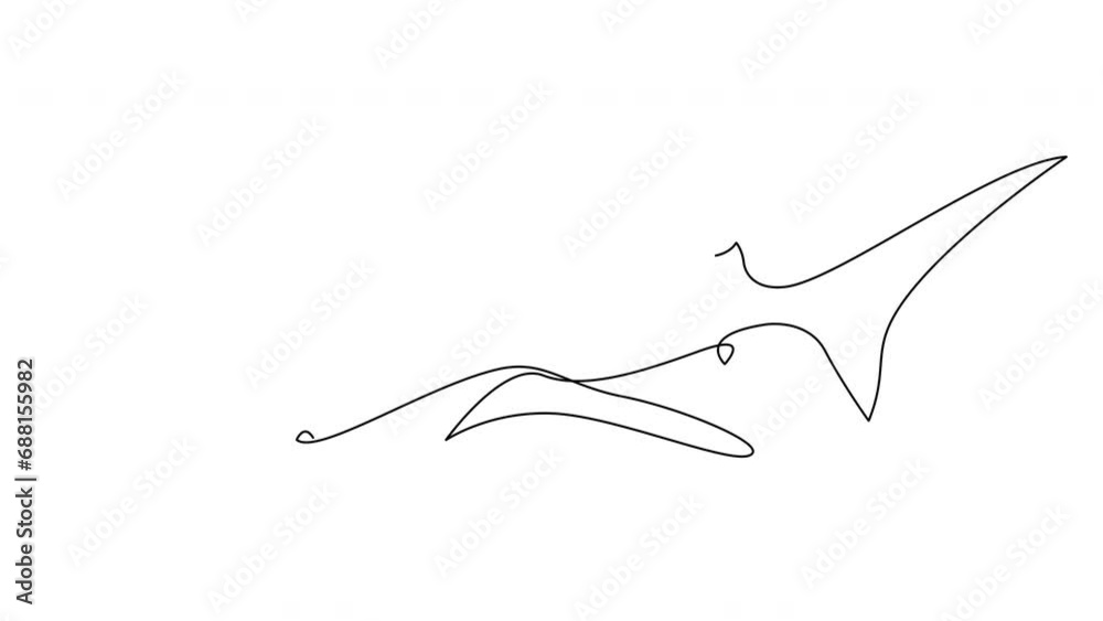 Self drawing simple animation of one line whale shark design silhouette. Hand drawn minimalism style.