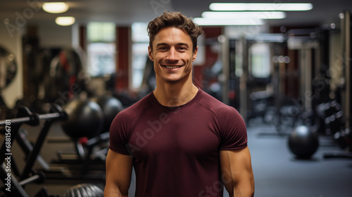 Energetic Smile as a Person Lifts Weights in a Gym, Surrounded by Vibrancy and Dynamism