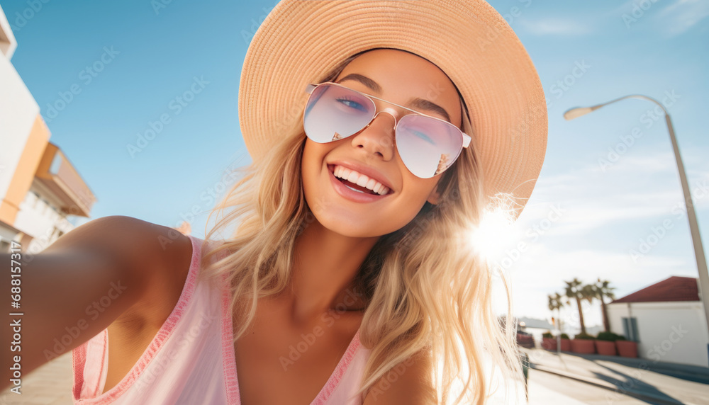 Teen girl in summer outfit, capturing calm moment Teen girl in summer outfit, capturing calm moment