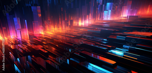 Glowing neon futuristic hitech scifi abstract background photo
