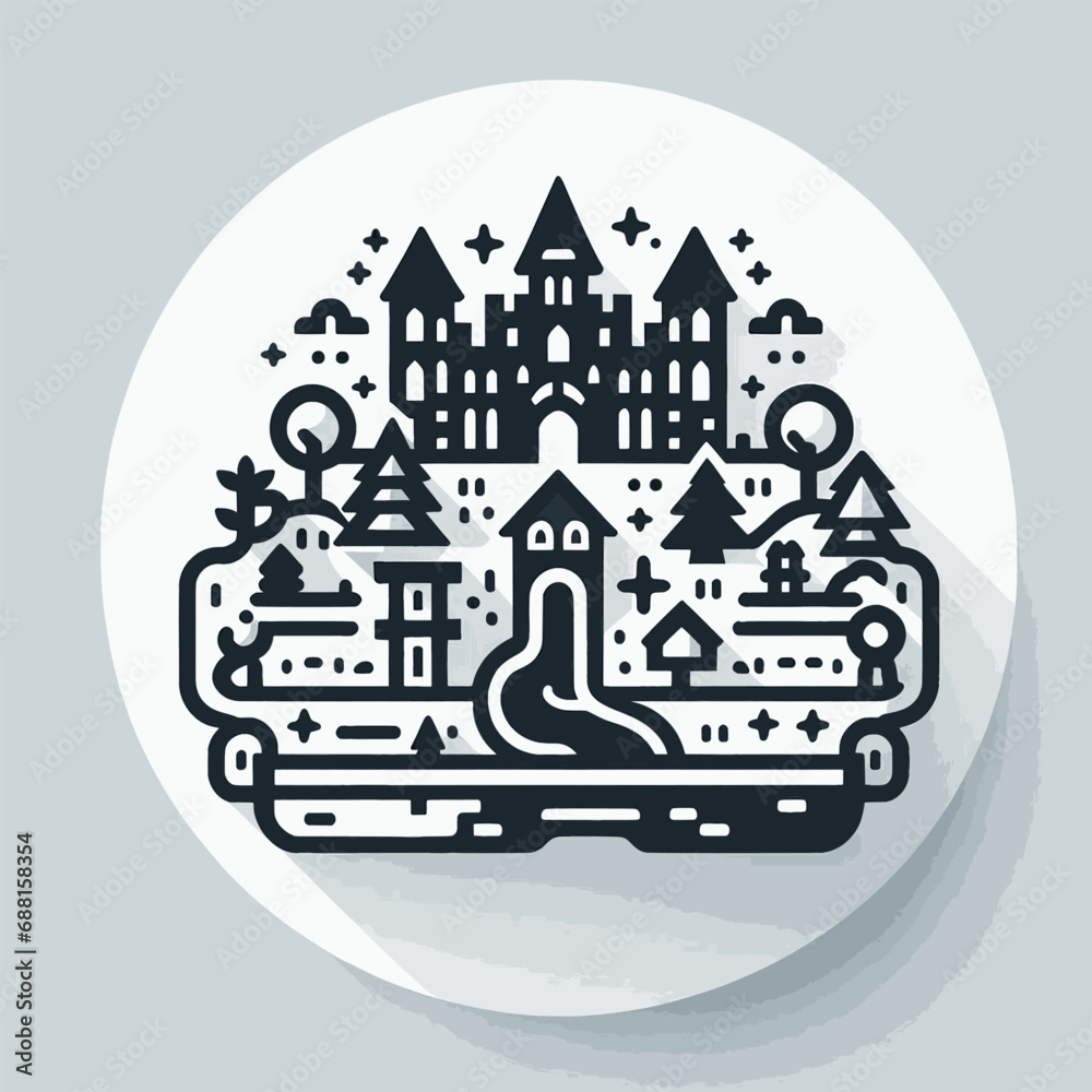 Fototapeta premium Miniature Fantasy World Icon