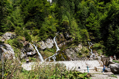 Valea Spumoasa waterfall from Bucegi mountains, Busteni, Romania.