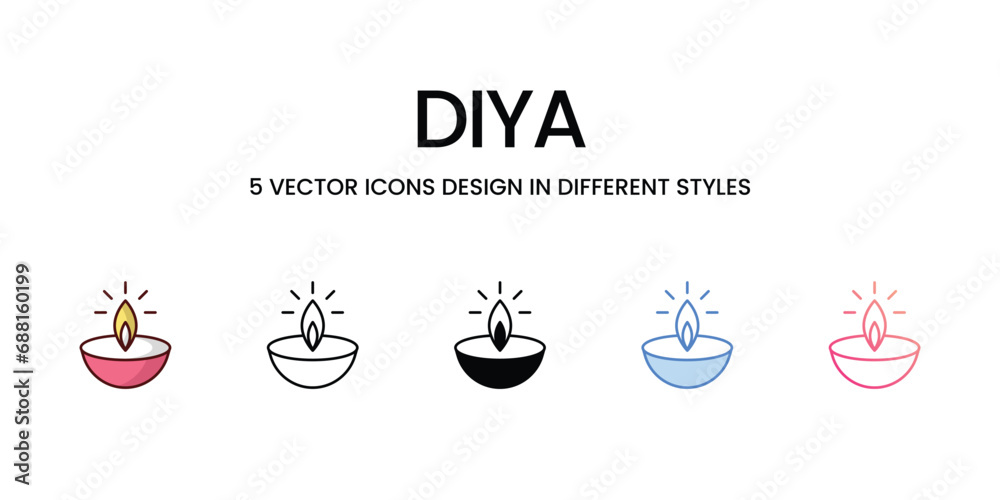 Diya icons set vector illustration. vector stock,
