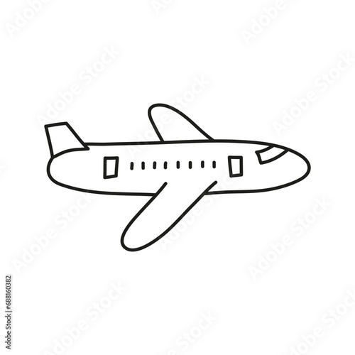 Doodle outline airplane icon.