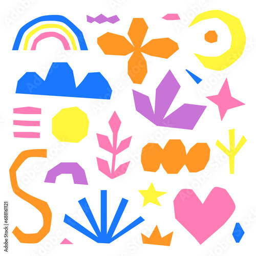 Paper cut boho simple elements.