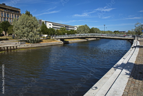 View of river Selangersan in Sundsvall, Sweden, Europe 