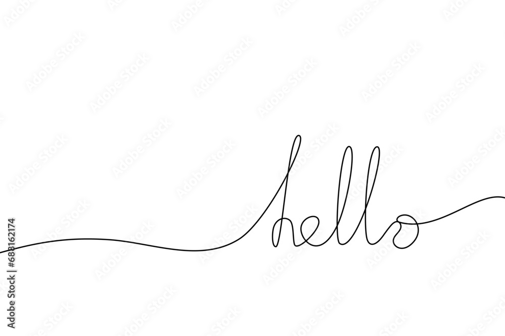 Vector handwriting word hello. Hand drawn one continuous line. Vector handwriting word hello. Hand drawn one continuous line.