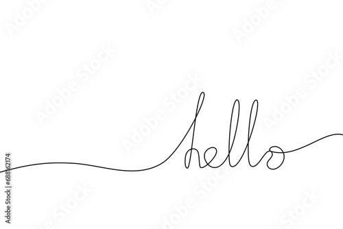 Vector handwriting word hello. Hand drawn one continuous line. photo