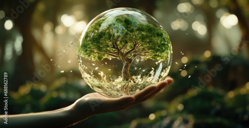 eco symbol in a person's hand,