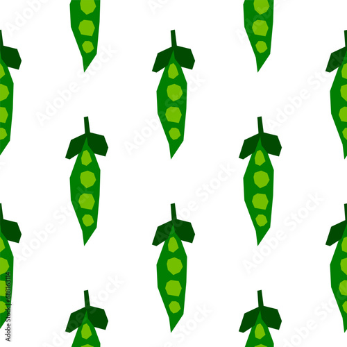 Seamless pattern with papercraft green pea.