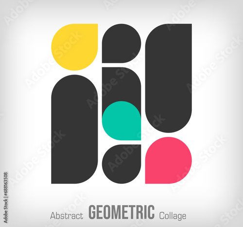Photo geometric collage frames template. Colorful Photo collage frames template for family design. Vector collage layout for photo montage.