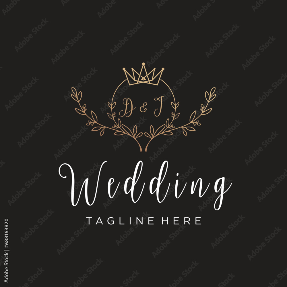 Wedding invitation badge design vector with creative concept Wedding invitation badge design vector with creative concept