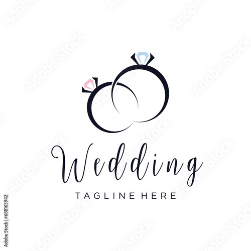 Wedding design logo with a stunning diamond concept