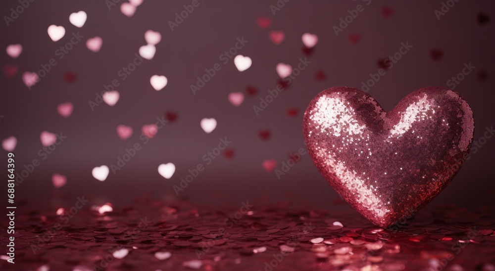 image of heart glitter background in red color,