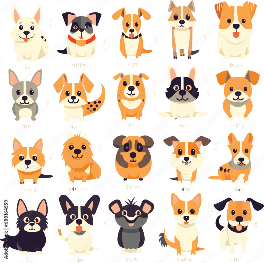 Obraz premium Cute dogs vektor set cartoon dog element 