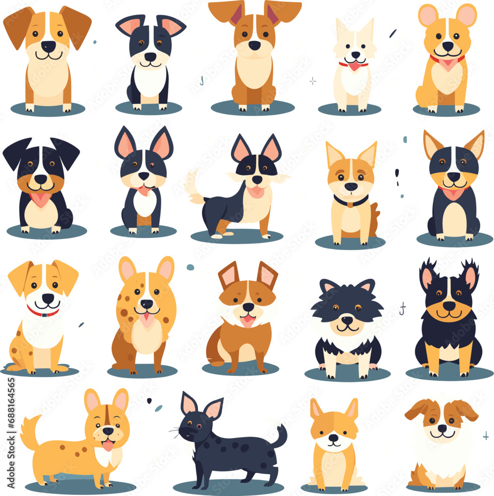 Obraz premium Cute dogs vektor set cartoon dog element 