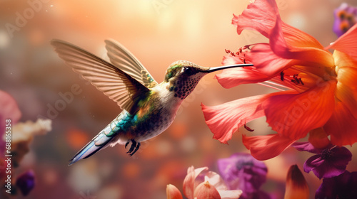 hummingbird feeding on flower © Creativemind93