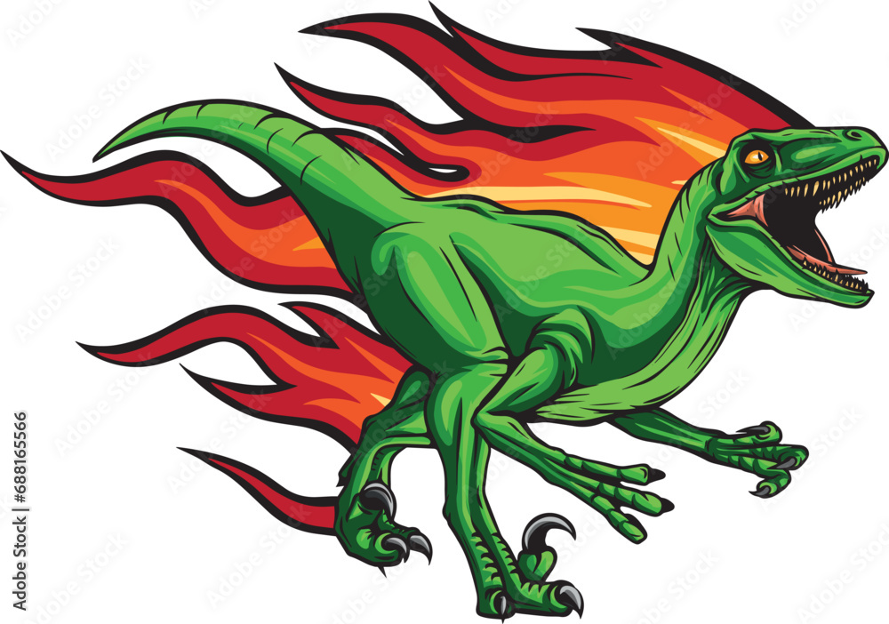 Obraz premium dinosaur velociraptor with fire