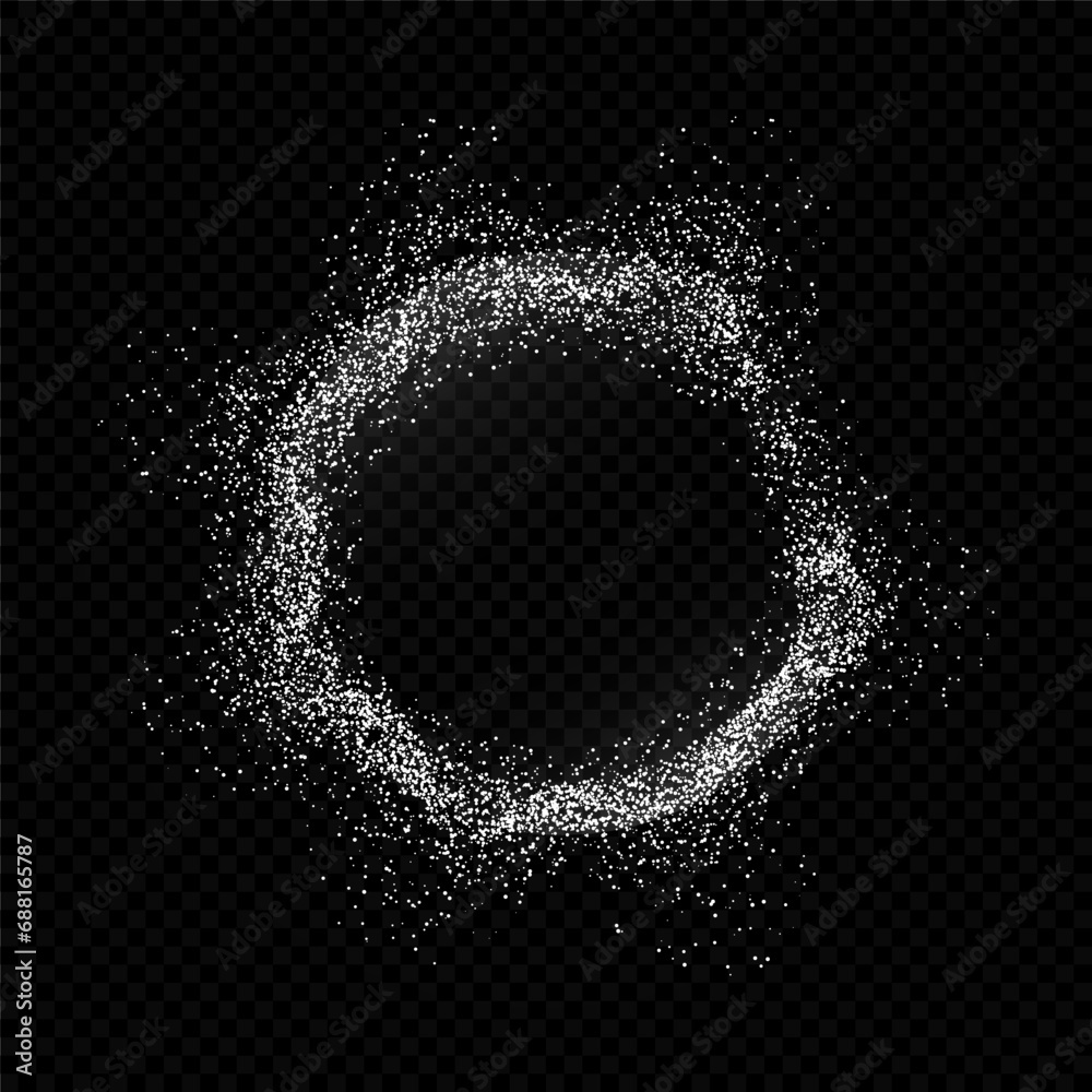 Powder particles round frame.