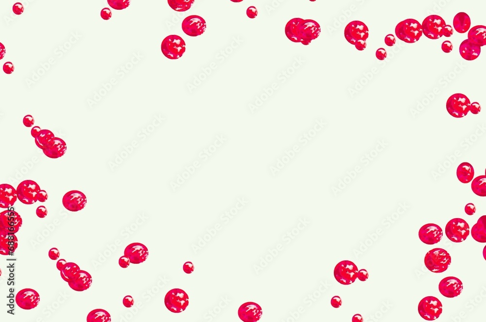 Candy red liquid bubbles on white background Candy red liquid bubbles on white background