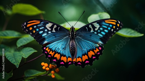 A butterfly that is multicolored and closes up in a vibrant way © Roma