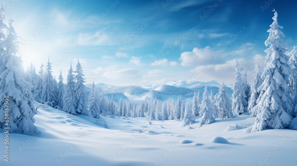 Fototapeta premium winter landscape with snow