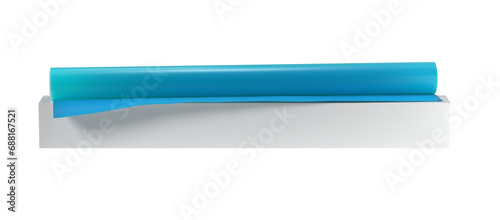 roll PVC film Blue, Isolated on Png Format, 3D rendering