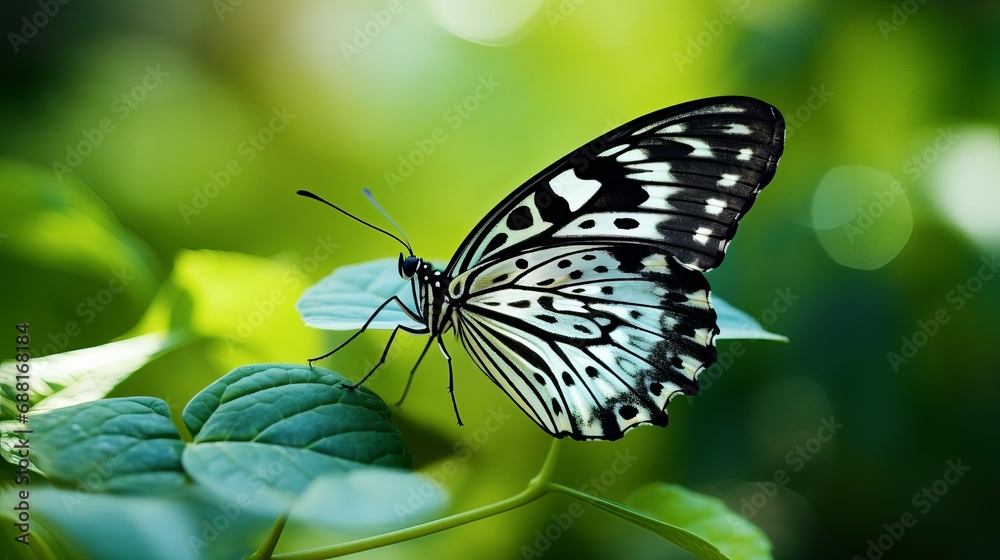 A picture that focuses on only one portion of a beautiful clipper parthenos sylvia butterfly on a leaf of a plant A picture that focuses on only one portion of a beautiful clipper parthenos sylvia butterfly on a leaf of a plant