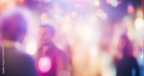 background of colorful lights Blurred bright background of people in noisy party