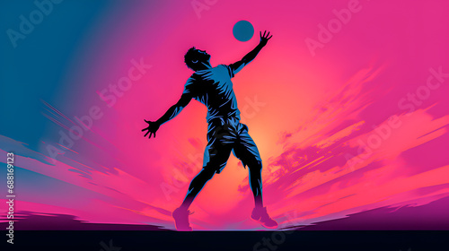 Illustration of a male volleyball player reaching for the ball with his hands