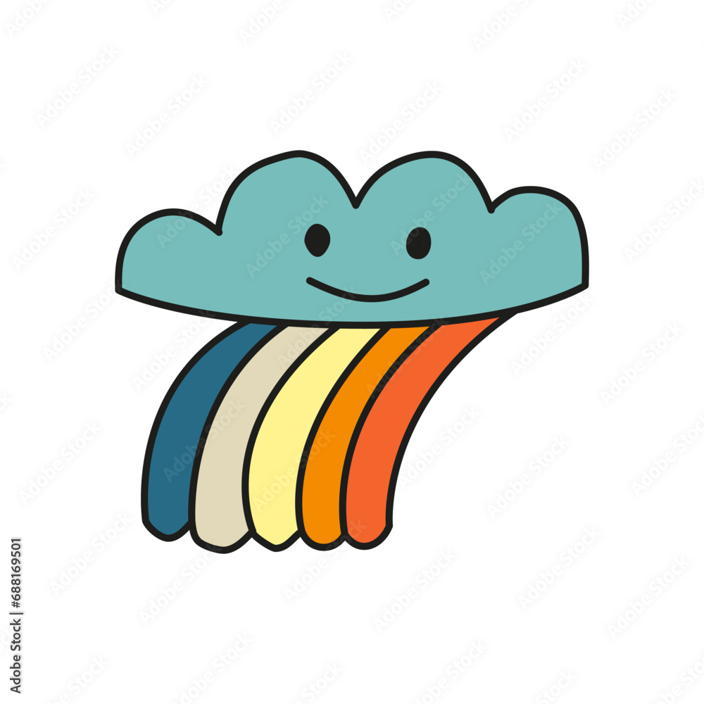 Obraz premium Doodle groovy rainy cloud.
