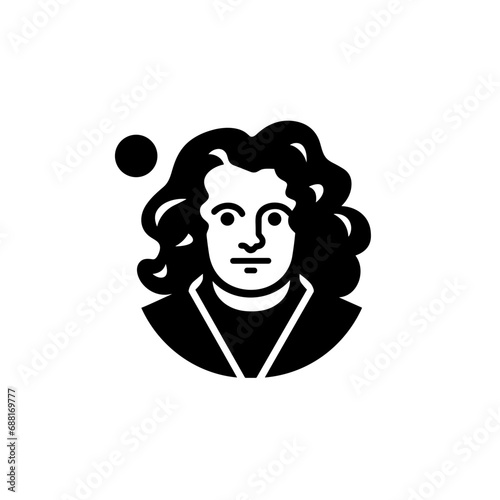 Newton, minimalistic icon, black and white