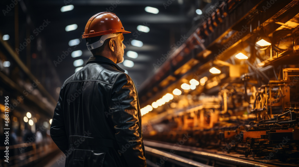 Factory worker in action: Industry and engineering Factory worker in action: Industry and engineering