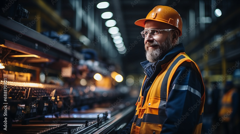 Factory worker in action: Industry and engineering Factory worker in action: Industry and engineering
